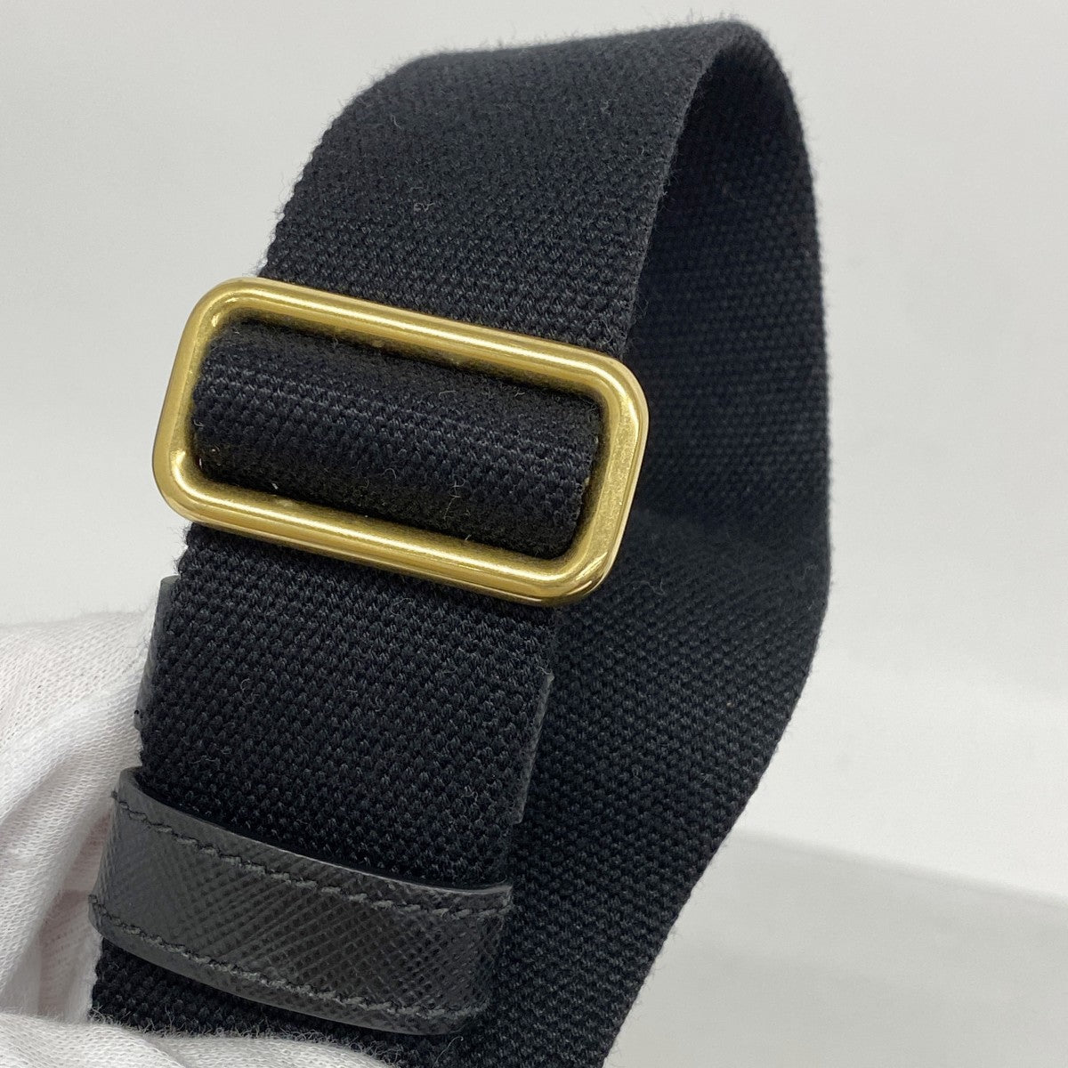 【5he5587-h】プラダ トートバッグ カナパ デニム ブラック ゴールド金具【中古】レディース