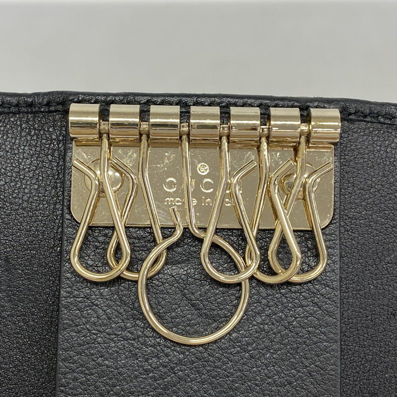 【5he5624-h】グッチ キーケース マイクログッチシマ 388682 レザー ブラック ゴールド金具【中古】レディース