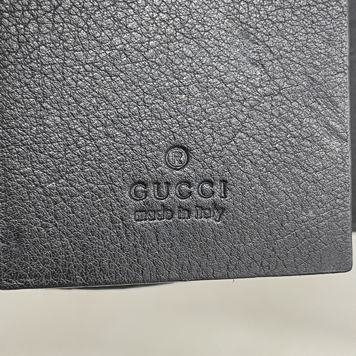 【5he5624-h】グッチ キーケース マイクログッチシマ 388682 レザー ブラック ゴールド金具【中古】レディース