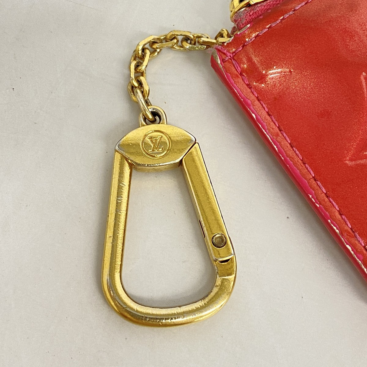 ★SALE【5he5627-h】ルイヴィトン コインケース ヴェルニ ポシェットクレ M9144F フランボワーズ【中古】レディース