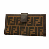 【5he5629-h】フェンディ 長財布 ズッカ ナイロンキャンバス ブラウン シルバー金具【中古】レディース