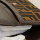 【5he5629-h】フェンディ 長財布 ズッカ ナイロンキャンバス ブラウン シルバー金具【中古】レディース