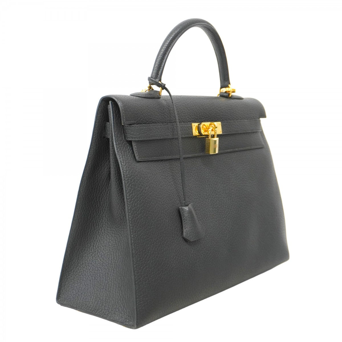 【5he5638-h】エルメス ハンドバッグ ケリー35 アルデンヌ ブラック ゴールド金具 ○Z刻印【中古】レディース