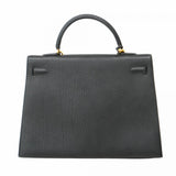 【5he5638-h】エルメス ハンドバッグ ケリー35 アルデンヌ ブラック ゴールド金具 ○Z刻印【中古】レディース