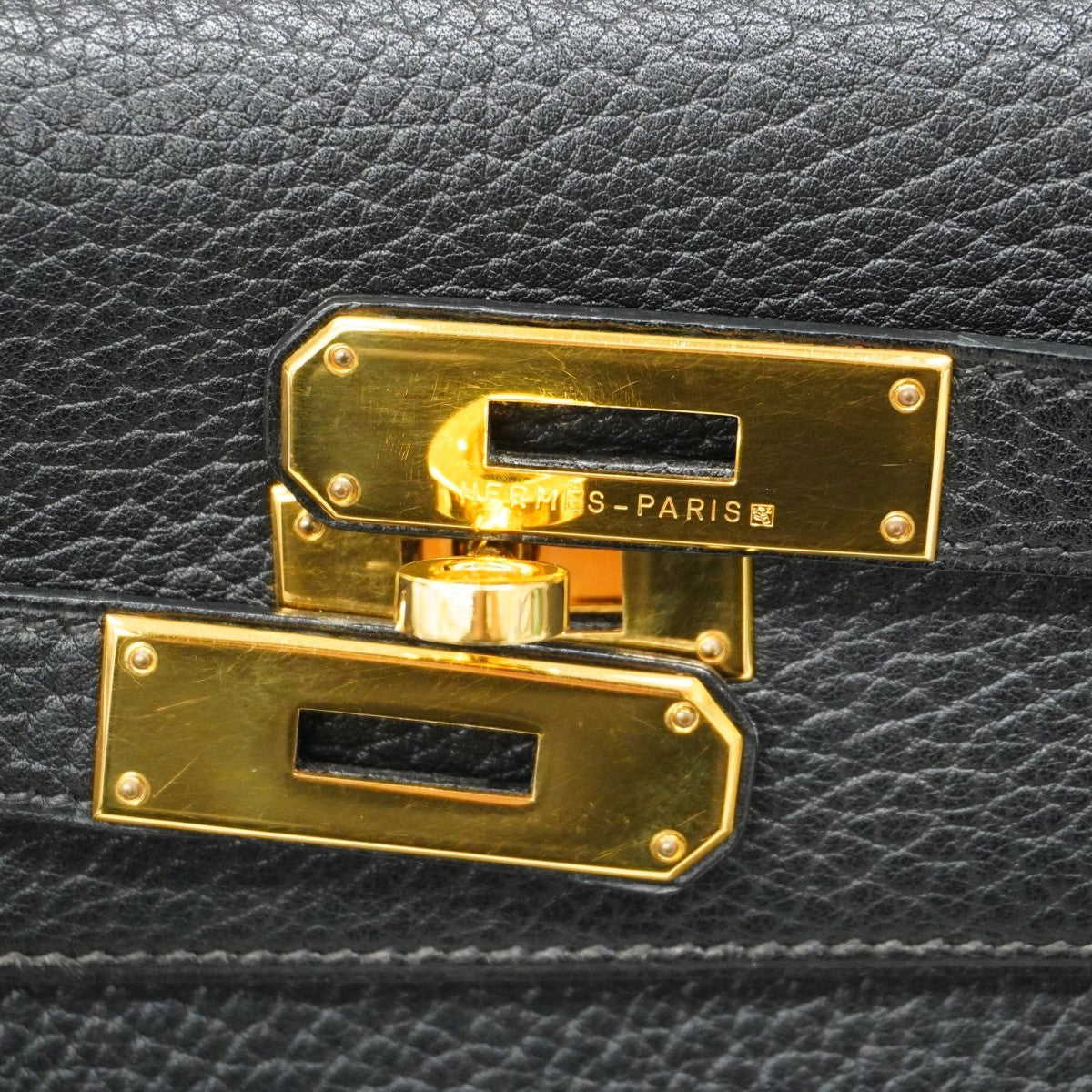 【5he5638-h】エルメス ハンドバッグ ケリー35 アルデンヌ ブラック ゴールド金具 ○Z刻印【中古】レディース
