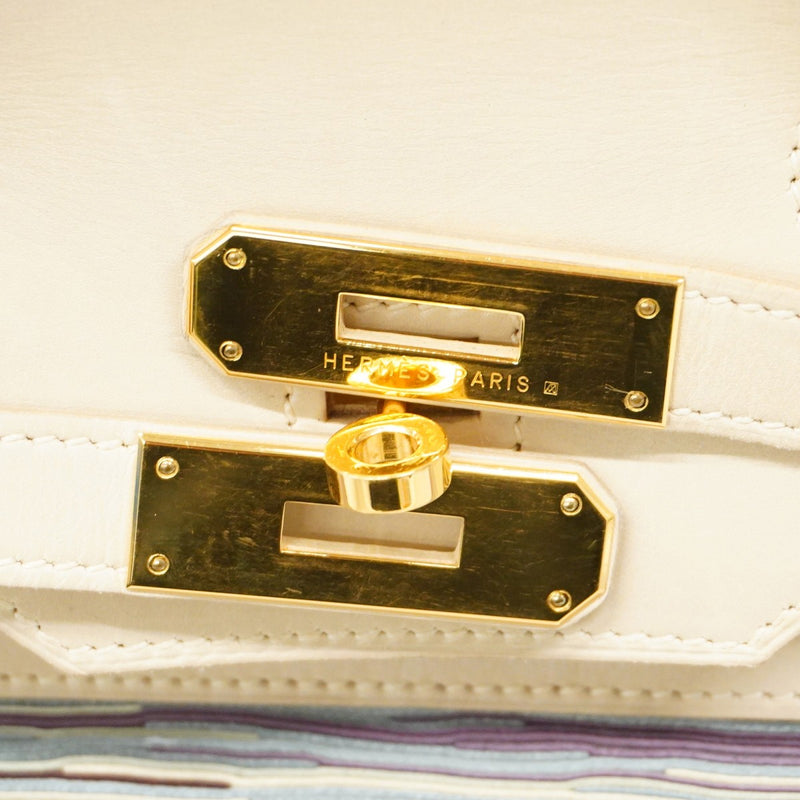 【5he5639-h】エルメス ハンドバッグ バーキン35 ボックスカーフ ヴィブラート ベージュ ゴールド金具 □E刻印【中古】レディース