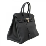 【5he5646-h】エルメス ハンドバッグ バーキン35 トゴ ブラック シルバー金具 C刻印【中古】レディース