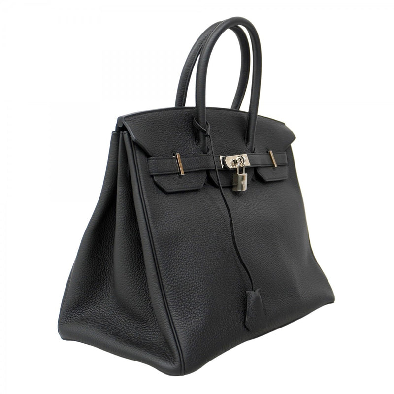 【5he5646-h】エルメス ハンドバッグ バーキン35 トゴ ブラック シルバー金具 C刻印【中古】レディース