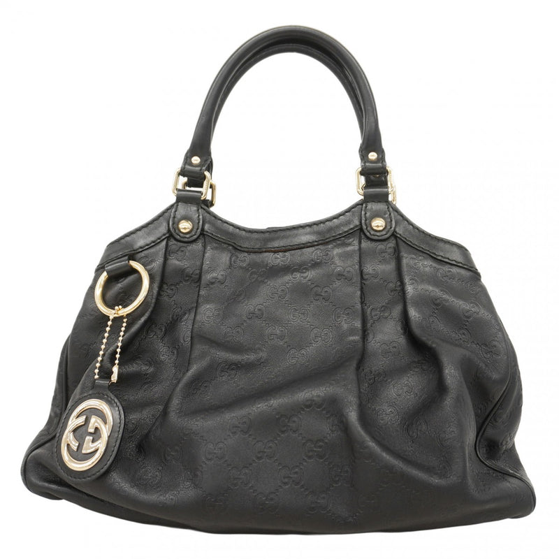【5he5675-h】グッチ ハンドバッグ グッチシマ スーキー 211944 レザー ブラック シャンパンゴールド金具【中古】レディース