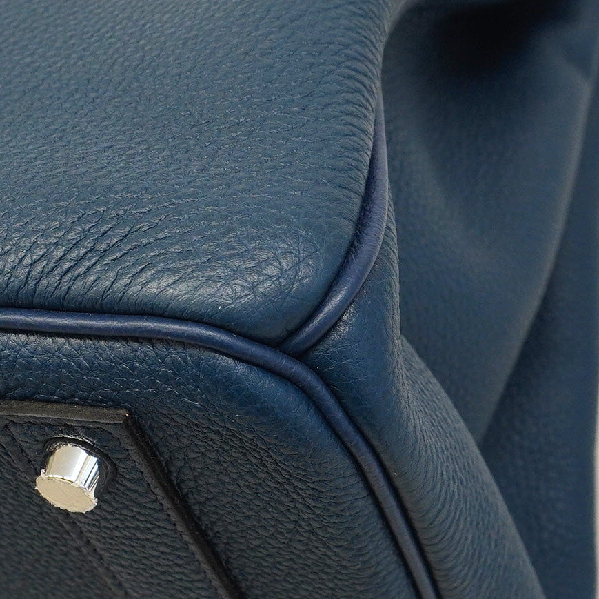 ★SALE【5he5706-g-h】エルメス ハンドバッグ バーキン40 トゴ ブルードプリュス シルバー金具 Z刻印【中古】メンズ