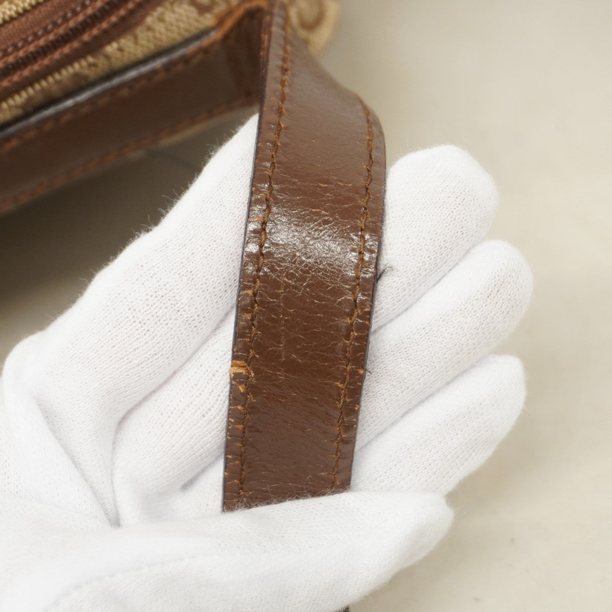 ★SALE【5he5720】グッチ ショルダーバッグ GGキャンバス 03136 キャンバス ベージュ ブラウン シルバー金具【中古】レディース