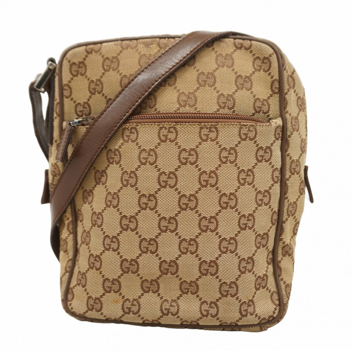 ★SALE【5he5720】グッチ ショルダーバッグ GGキャンバス 03136 キャンバス ベージュ ブラウン シルバー金具【中古】レディース