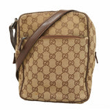 ★SALE【5he5720】グッチ ショルダーバッグ GGキャンバス 03136 キャンバス ベージュ ブラウン シルバー金具【中古】レディース