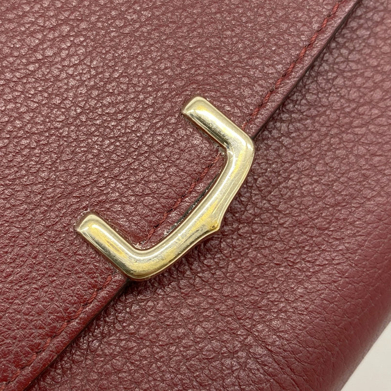 【5he5726】カルティエ 長財布 マスト レザー ボルドー ゴールド金具【中古】レディース