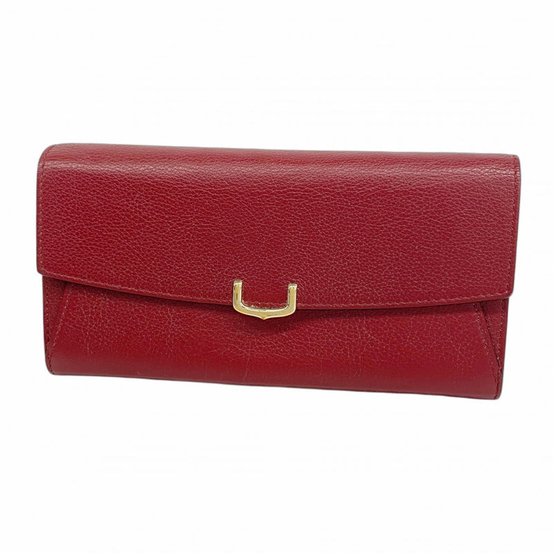 【5he5726】カルティエ 長財布 マスト レザー ボルドー ゴールド金具【中古】レディース