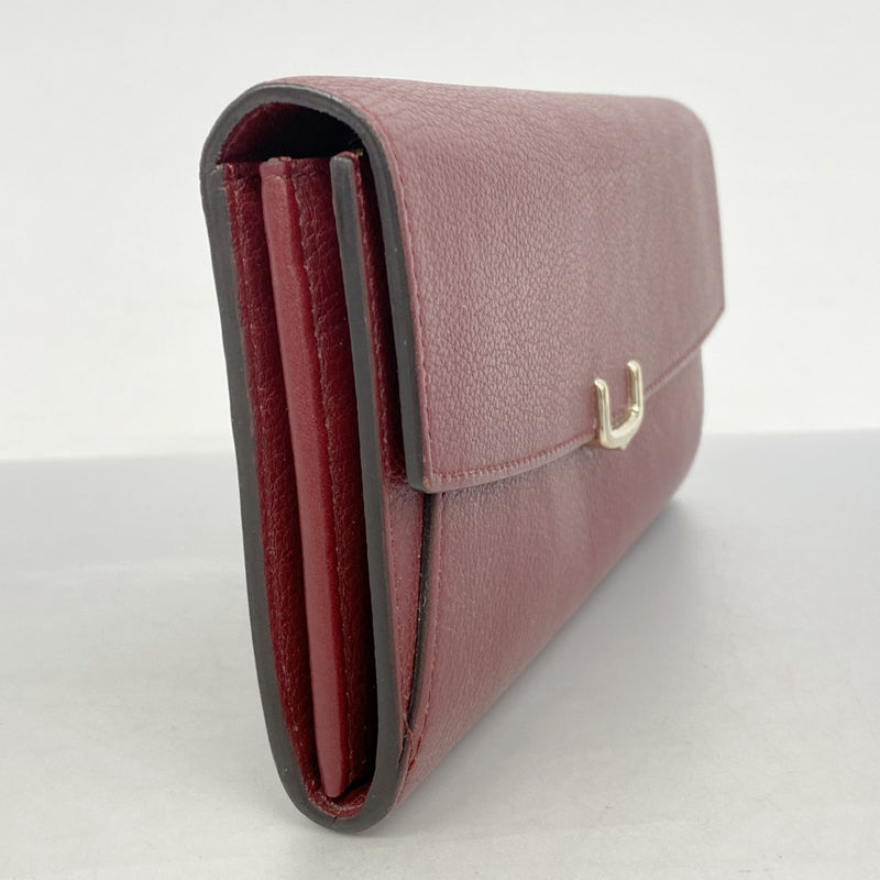 【5he5726】カルティエ 長財布 マスト レザー ボルドー ゴールド金具【中古】レディース