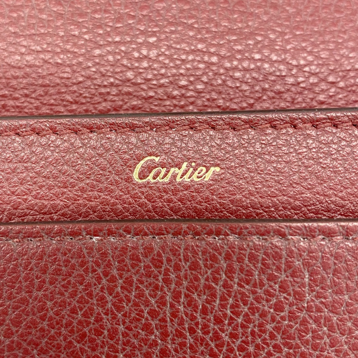 【5he5726】カルティエ 長財布 マスト レザー ボルドー ゴールド金具【中古】レディース