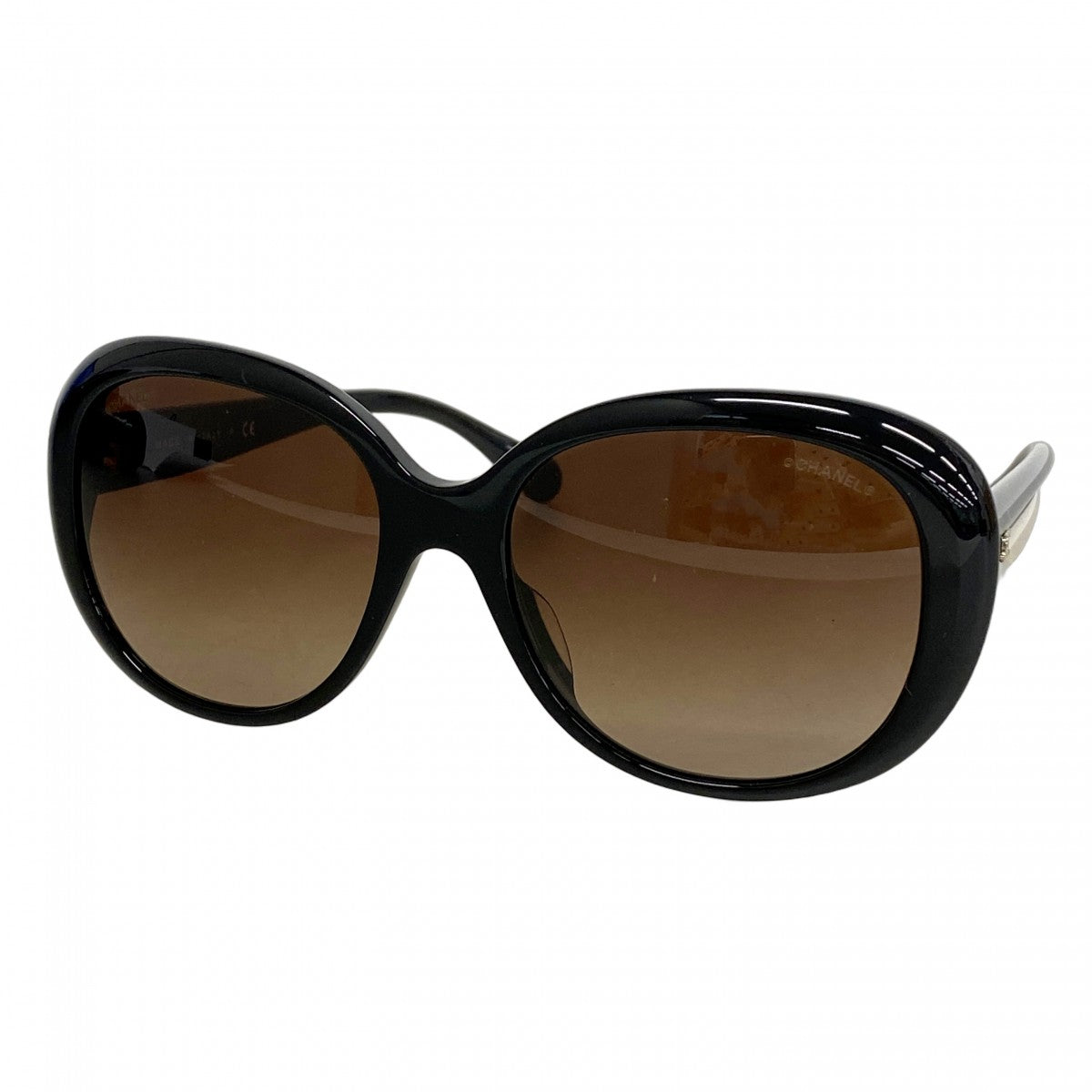 ★SALE【5he5736】シャネル サングラス 5312-A プラスチック ブラック ベージュ シルバー金具【中古】レディース