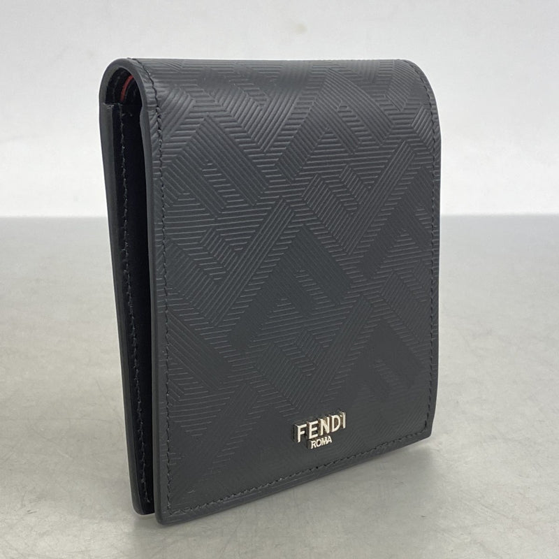 【5he5739】フェンディ 財布 シャドー レザー ブラック シルバー金具【中古】メンズ