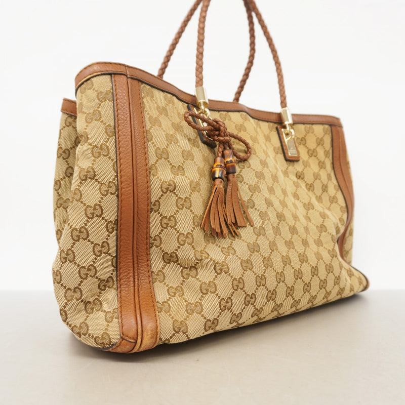 【5he5774】グッチ トートバッグ GGキャンバス/バンブー 269945 キャンバス ブラウン シャンパンゴールド金具【中古】レディース