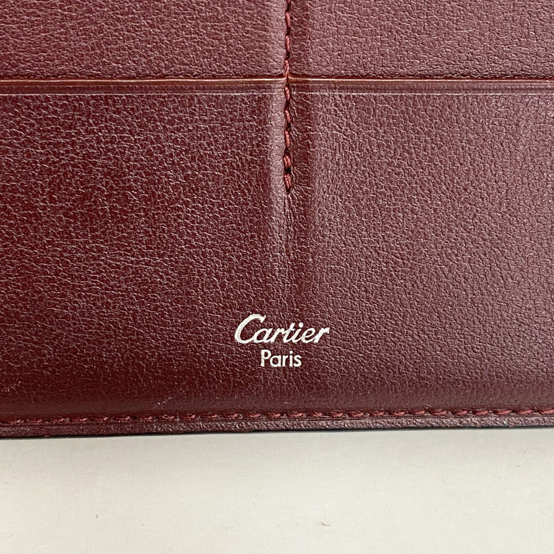 【5he5826】カルティエ 長財布 マスト レザー ブラック シルバー金具【中古】メンズ