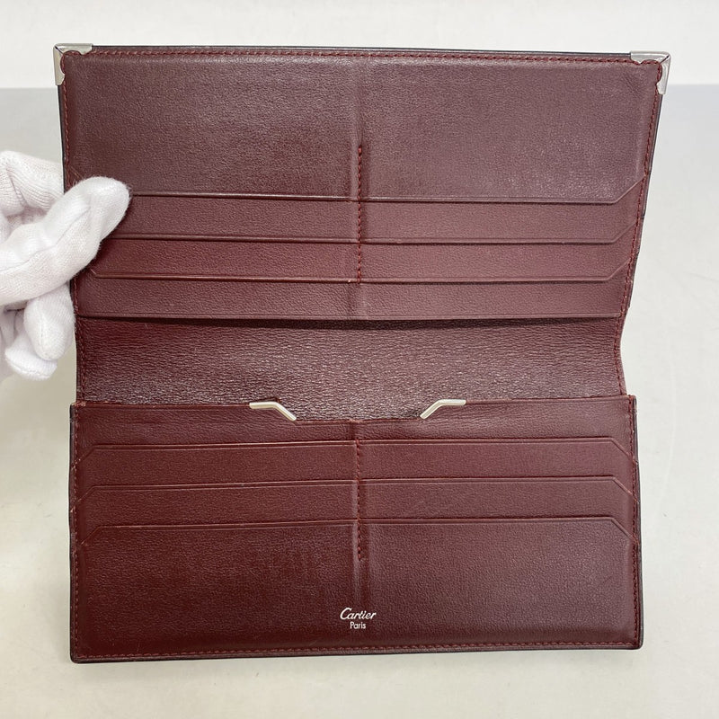 【5he5826】カルティエ 長財布 マスト レザー ブラック シルバー金具【中古】メンズ
