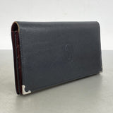 【5he5826】カルティエ 長財布 マスト レザー ブラック シルバー金具【中古】メンズ