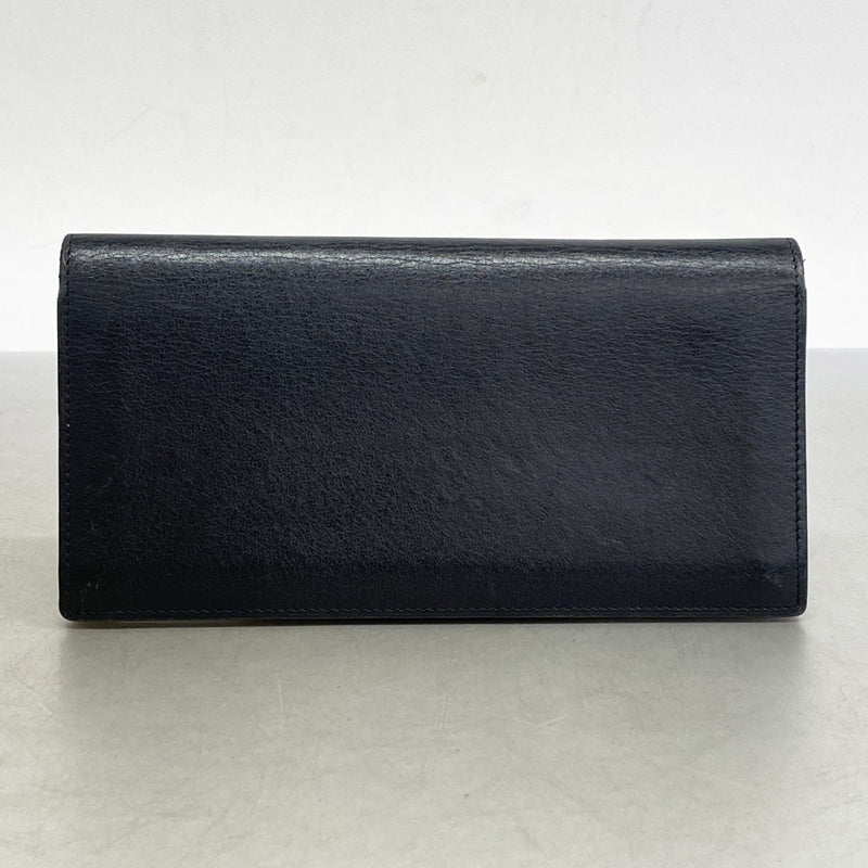 【5he5826】カルティエ 長財布 マスト レザー ブラック シルバー金具【中古】メンズ
