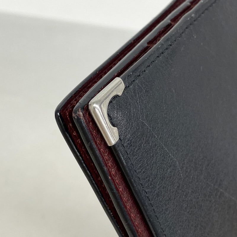 【5he5826】カルティエ 長財布 マスト レザー ブラック シルバー金具【中古】メンズ