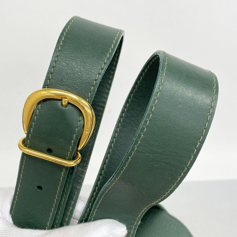 【5he5832】グッチ ショルダーバッグ 001 86 1198 レザー グリーン ゴールド金具【中古】レディース