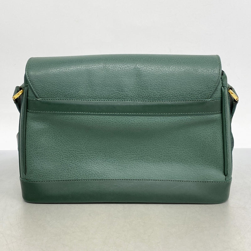 【5he5832】グッチ ショルダーバッグ 001 86 1198 レザー グリーン ゴールド金具【中古】レディース