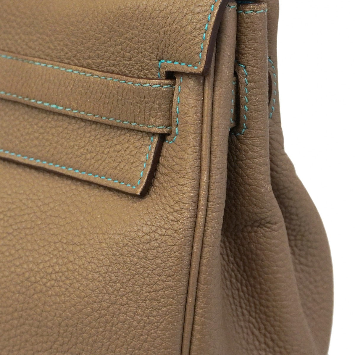 【5he5839】エルメス ハンドバッグ ケリー35 トゴ エトゥープ/ブルーアズティック シルバー金具 □N刻印【中古】レディース