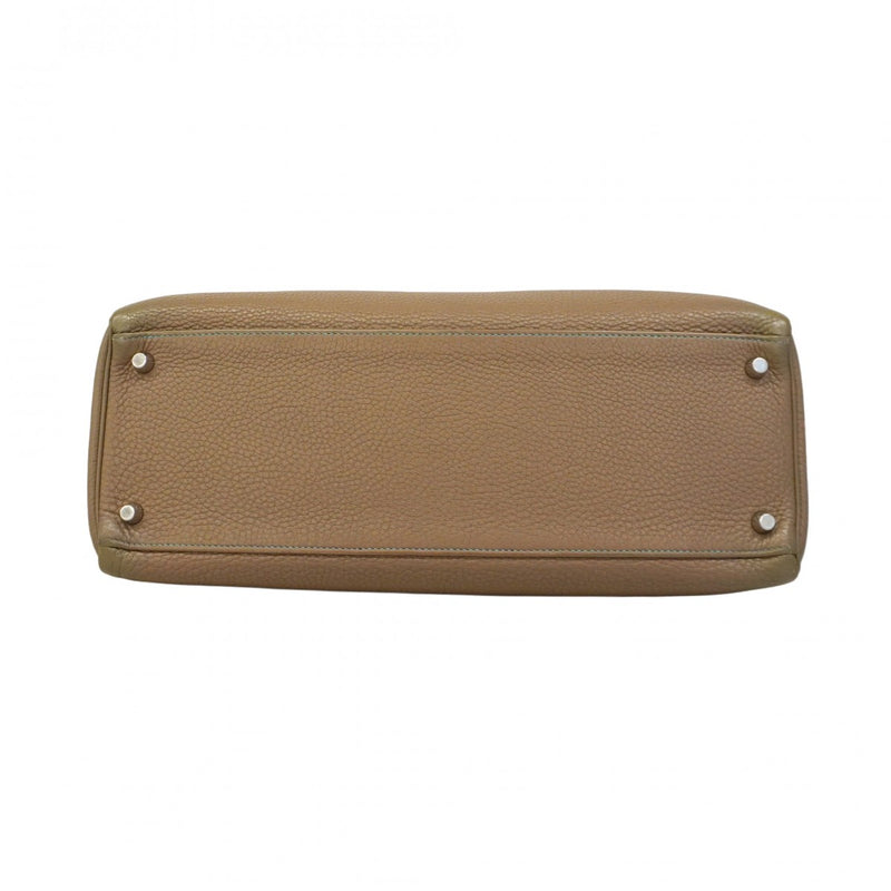 【5he5839】エルメス ハンドバッグ ケリー35 トゴ エトゥープ/ブルーアズティック シルバー金具 □N刻印【中古】レディース