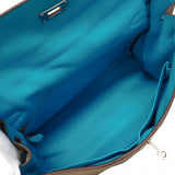 【5he5839】エルメス ハンドバッグ ケリー35 トゴ エトゥープ/ブルーアズティック シルバー金具 □N刻印【中古】レディース