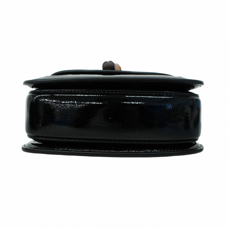 【5he5853】グッチ ハンドバッグ バンブー 1947 786482 エナメル ブラック シャンパンゴールド金具【中古】レディース