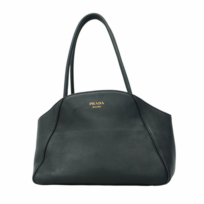 【5hf5954】プラダ ショルダーバッグ レザー ブラック ゴールド金具【中古】レディース