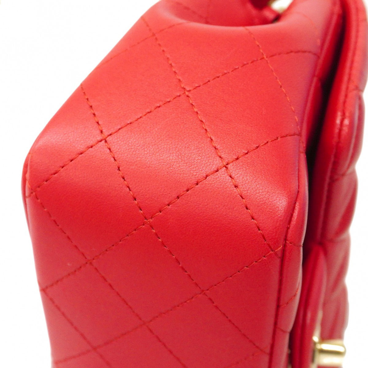 【5hf5960】シャネル ショルダーバッグ ミニマトラッセ チェーンショルダー ラムスキン レッド ゴールド金具【中古】レディース