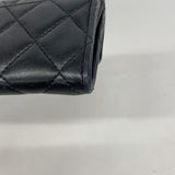 【5ia0196-h】シャネル カードケース マトラッセ ラムスキン ブラック シルバー金具【中古】レディース