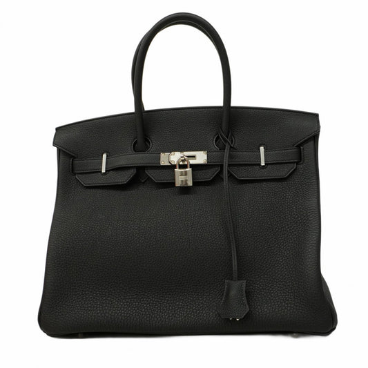 【5ia0217-e-g】エルメス ハンドバッグ バーキン35 トゴ ブラック シルバー金具 K刻印【中古】レディース