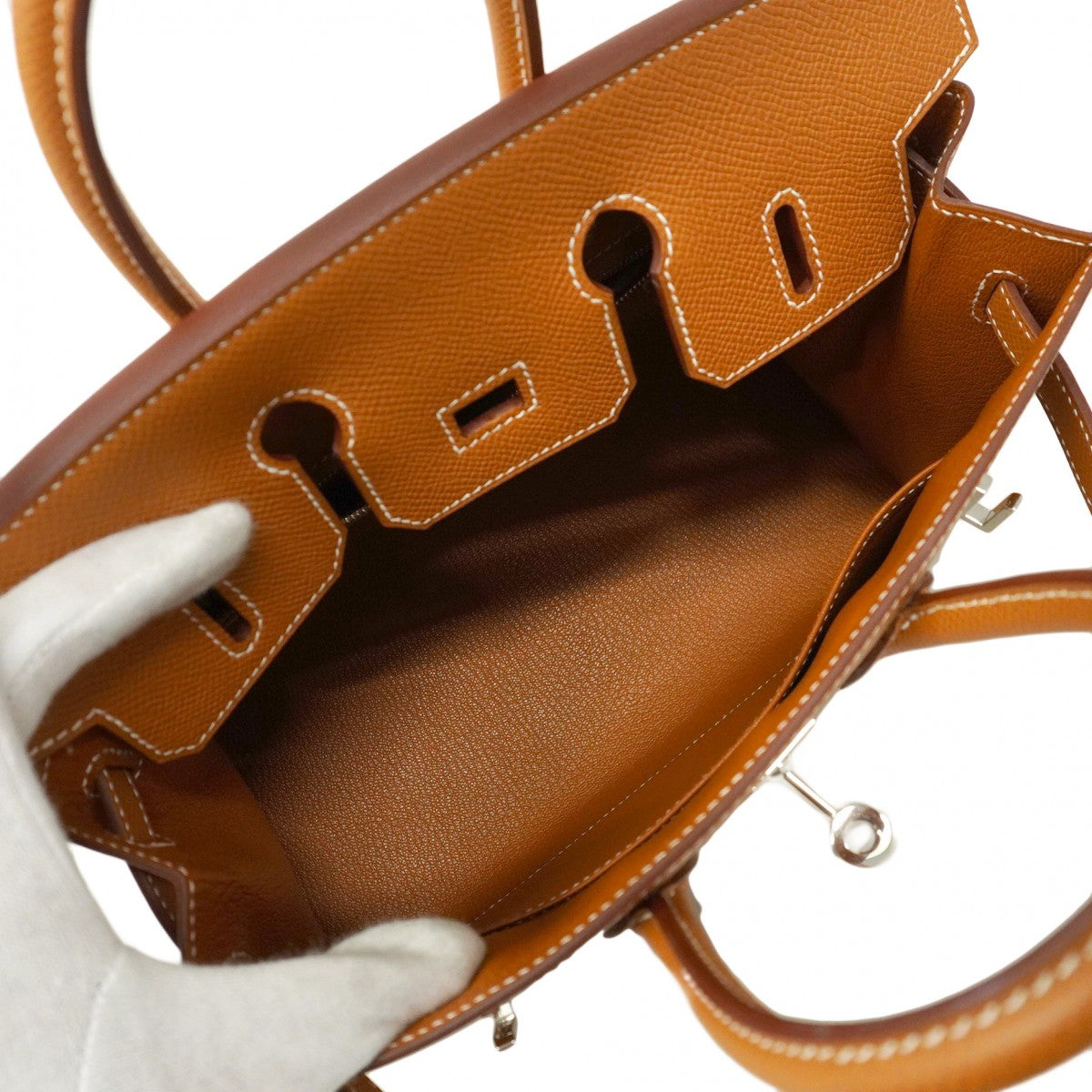 【5ia0218-e-g】エルメス ハンドバッグ バーキン25 セリエ ヴォーエプソン ゴールド シルバー金具 B刻印【中古】レディース