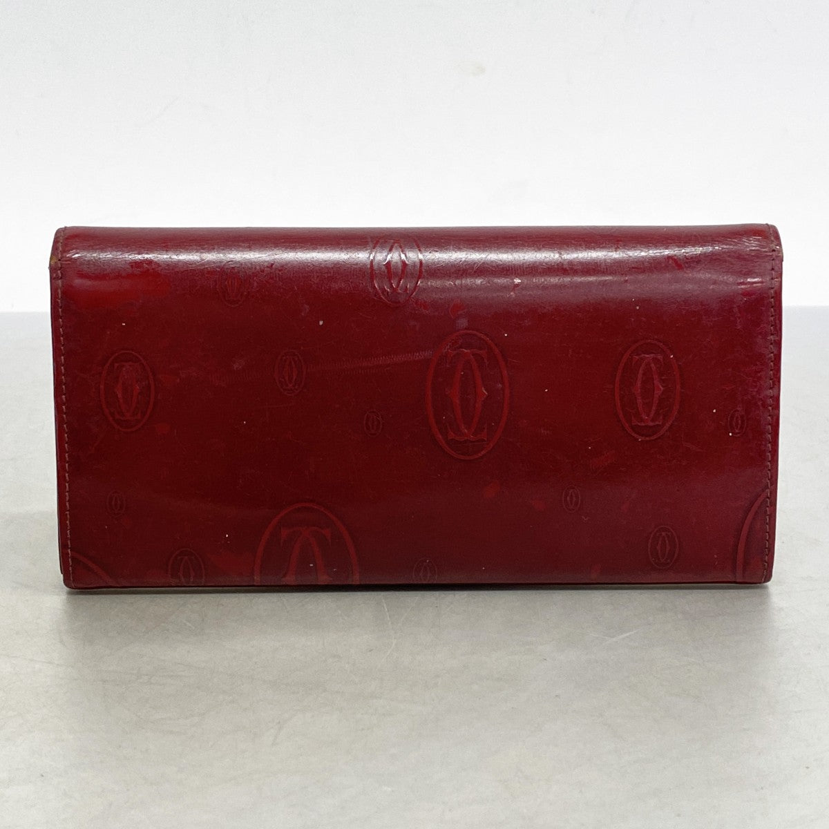 【5ia0269】カルティエ 長財布 ハッピーバースデー レザー ボルドー シルバー金具【中古】レディース