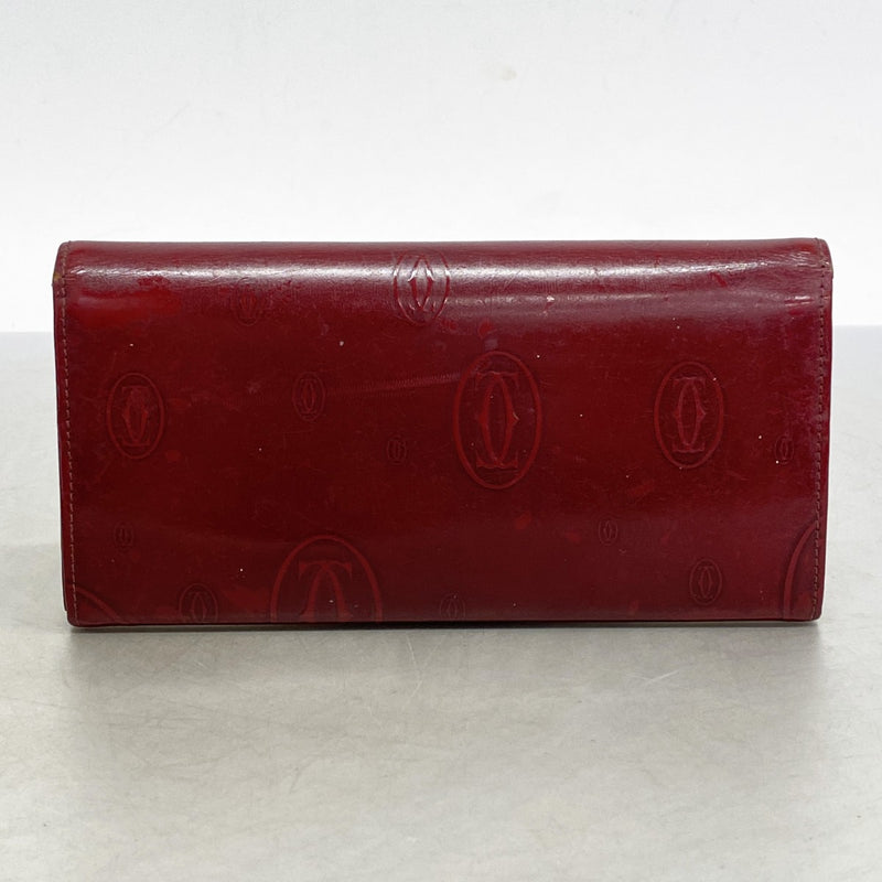 【5ia0269】カルティエ 長財布 ハッピーバースデー レザー ボルドー シルバー金具【中古】レディース