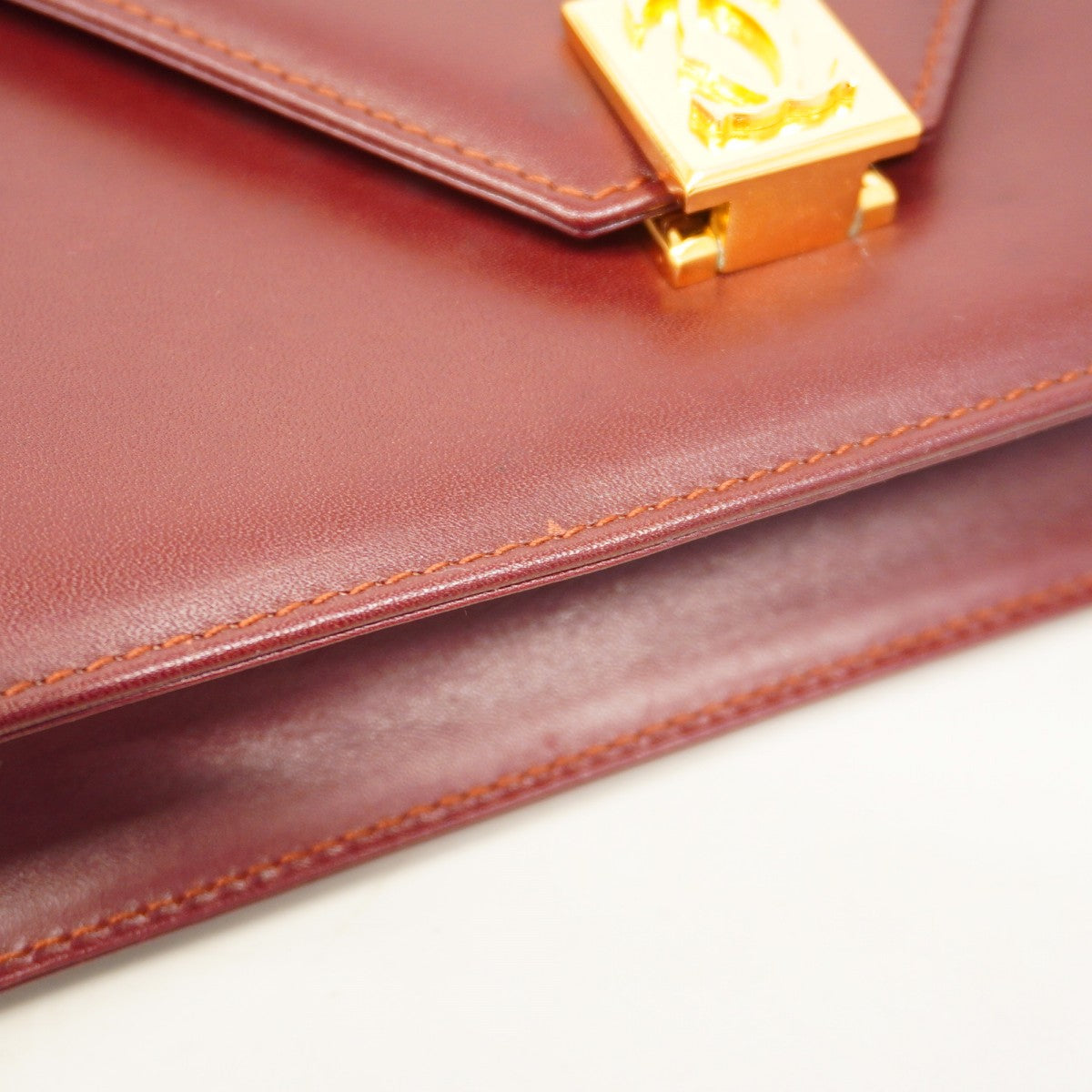 【5ia0282】カルティエ ショルダーバッグ マスト レザー ボルドー ゴールド金具【中古】レディース