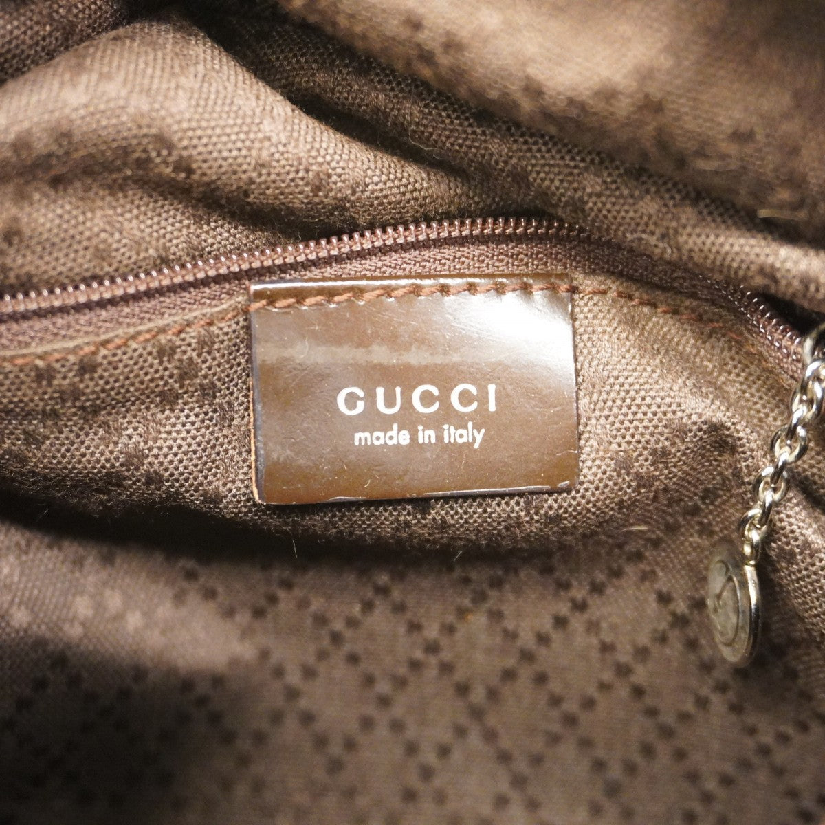 【5ia0315】グッチ ハンドバッグ バンブー 000 2865 ナイロン ブラウン シルバー金具【中古】レディース