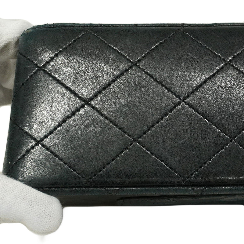 【5ia0326】シャネル ショルダーバッグ マトラッセ Wフラップ Wチェーン ラムスキン ブラック ゴールド金具【中古】レディース