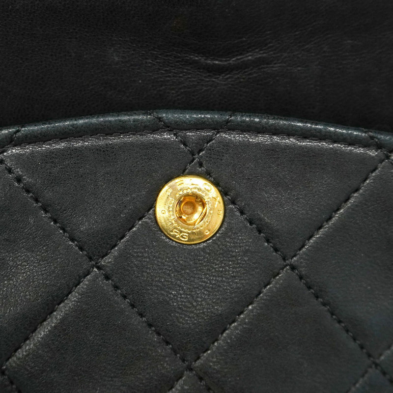 【5ia0326】シャネル ショルダーバッグ マトラッセ Wフラップ Wチェーン ラムスキン ブラック ゴールド金具【中古】レディース