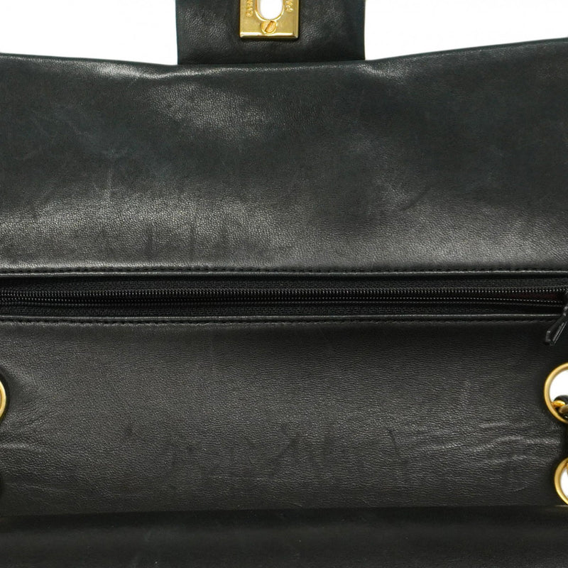 【5ia0326】シャネル ショルダーバッグ マトラッセ Wフラップ Wチェーン ラムスキン ブラック ゴールド金具【中古】レディース