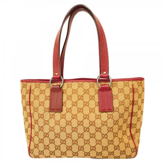 【5ia0344】グッチ ハンドバッグ GGキャンバス 113019 キャンバス ブラウン ボルドー シルバー金具【中古】レディース
