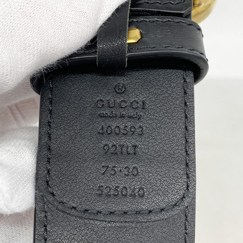 【5ia0404】グッチ ベルト GGマーモント/GGスプリーム 400593 PVC レザー ブラウン ブラック ゴールド金具【中古】レディース