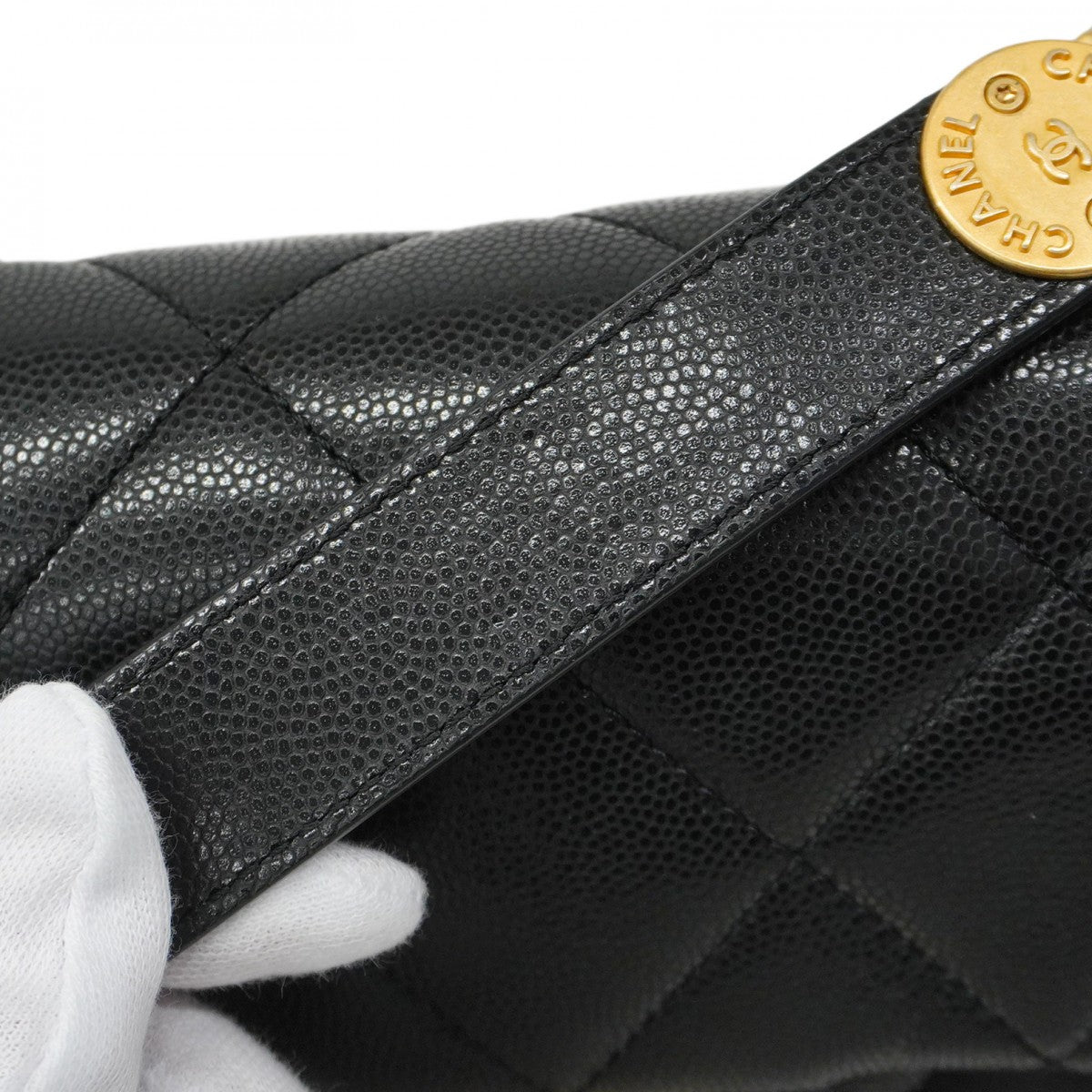 【5ia0428】シャネル ショルダーバッグ ミニマトラッセ チェーンショルダー キャビアスキン ブラック ゴールド金具【中古】レディース
